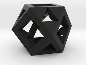 Cuboctahedron -- drilled with tetrahedral symmetry in Black Natural Versatile Plastic