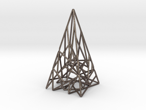 Triangulated Pyramid Pendant in Polished Bronzed Silver Steel