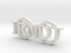 IRNDT Logo Key Fob 3/4" height in White Natural Versatile Plastic