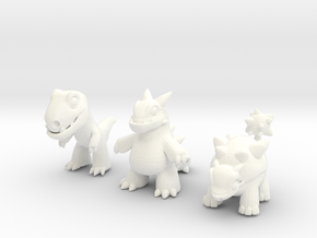 Miniature Dinos in White Processed Versatile Plastic