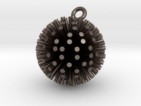 Sea Urchin Pendant in Polished Bronzed Silver Steel