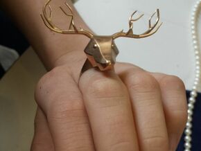 Low Poly Deer Ring in Natural Bronze