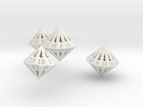 Regular Dipyramidal Dice Set in White Natural Versatile Plastic