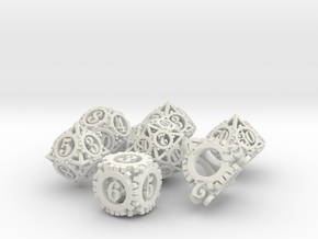 Steampunk Gear Dice Set in White Natural Versatile Plastic