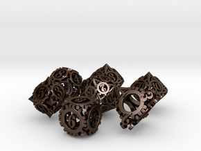 Steampunk Gear Dice Set in Polished Bronze Steel