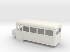  O9/On18 rail bus single end in White Natural Versatile Plastic