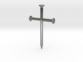 Nail Cross in Polished Silver