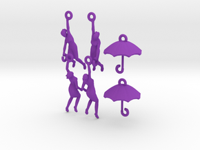 earring set: Umbrella girls in Purple Processed Versatile Plastic