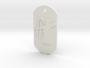 Bow Hunter Dog Tag in White Natural Versatile Plastic