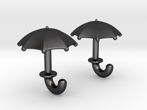 Umbrella Cufflinks in Polished and Bronzed Black Steel