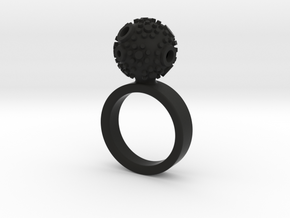 Textured Ball Ring - size M in Black Natural Versatile Plastic
