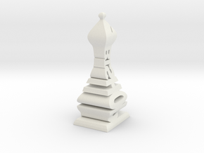 Typographical Bishop Chess Piece in White Natural Versatile Plastic