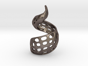 The Twisted Pendant in Polished Bronzed Silver Steel