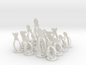 Wireframe Chess set in White Natural Versatile Plastic