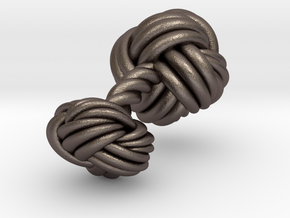 Woven Knot Cufflink in Polished Bronzed Silver Steel