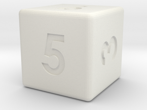 6-sided die (d6) in White Natural Versatile Plastic