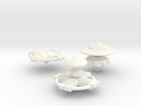 3 Space Stations in White Processed Versatile Plastic