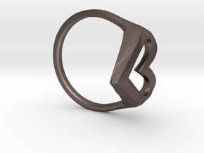 FLYHIGH: Skinny Heart Ring 13mm in Polished Bronzed Silver Steel