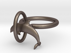Dolplin Ring(US Size10) in Polished Bronzed Silver Steel