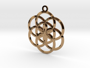 Seed Of Life Pendant - 02 in Polished Brass