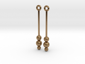 Three Orbs - Earrings - Silver or Brass in Natural Brass