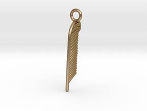 Feather of Ma'at Pendant in Polished Gold Steel