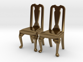 Pair of 1:48 Queen Anne Chairs in Polished Bronze