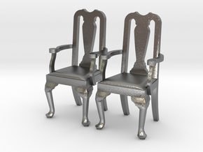 Pair of 1:48 Queen Anne Chairs, with arms in Natural Silver