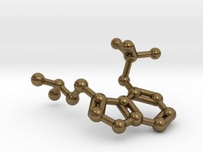 Psilocybin Molecule Keychain Necklace in Natural Bronze