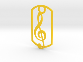 Treble clef dog tag in Yellow Processed Versatile Plastic