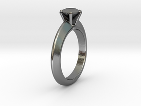 Solitaire Ring - Size M in Polished Silver