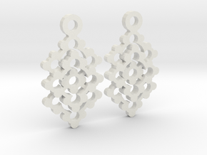 Circle Pattern Earrings in White Natural Versatile Plastic