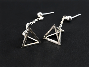 Tetrahedron earrings in Fine Detail Polished Silver