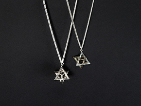 Star Tetrahedron pendant (duo-set) in Fine Detail Polished Silver