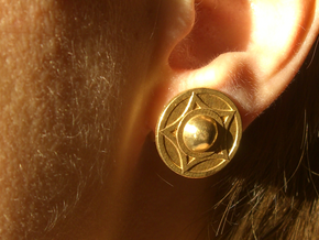 Buckler earring stud (14th c. Shield) in Natural Brass