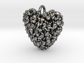365 Hearts Pendant - Large in Fine Detail Polished Silver