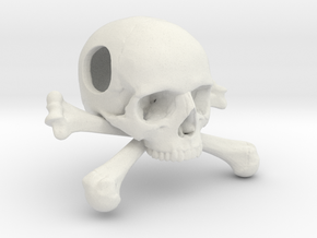 25mm 1in Bead Skull & Bones Pendant Crane in White Natural Versatile Plastic