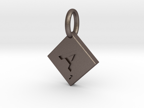 SCRABBLE TILE PENDANT  A  in Polished Bronzed Silver Steel