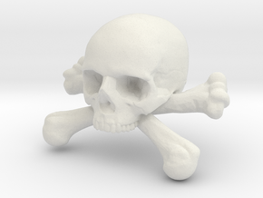 12mm .47in Skull & Bones for earring in White Natural Versatile Plastic