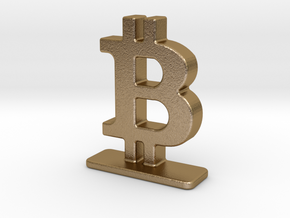 Bitcoin Stand in Polished Gold Steel