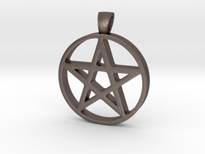 Pentagram Simple in Polished Bronzed Silver Steel