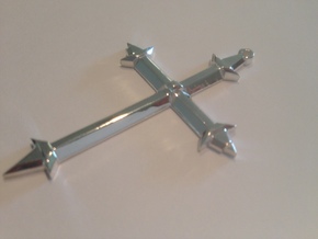 Medieval Style Cross Pendant Charm in Polished Silver