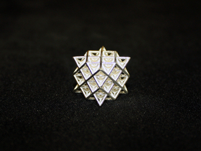 Isometric Vector Matrix - 64 Tetrahedron Grid  in Polished Silver