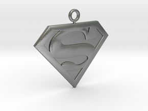 SuperMan Pendant in Natural Silver