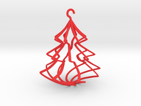 Wireframe Christmas Tree in Red Processed Versatile Plastic