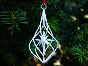 Christmas Tree Ornament (Bauble) - North Star in White Processed Versatile Plastic
