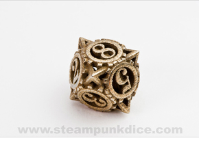 Steampunk Gear d8 in Polished Bronzed Silver Steel