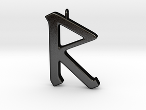 Rune Pendant - Rād in Matte Black Steel