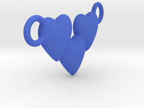 Love Three Hearts (Big Size Pendant) in Blue Processed Versatile Plastic