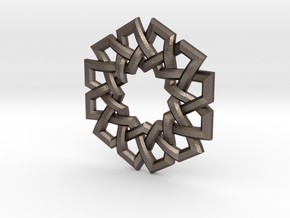 Hexad Pendant in Polished Bronzed Silver Steel